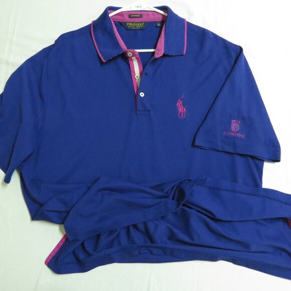 Polo by Ralph Lauren Blue and Pink Men's Polo Shirt - Picture 3 of 9